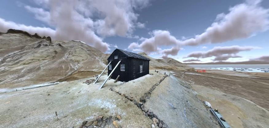 Exterior de la Cabaña Sueca en la península antártica