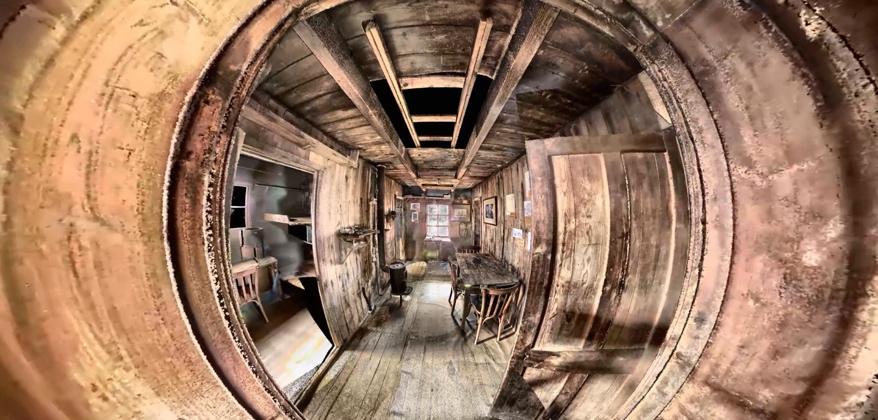 Interior de la Cabaña Sueca en proyección 360°